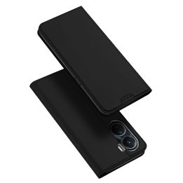 Skin Pro dėklas Vivo Y16 / Y02s piniginės dėklas su atvartu juodas