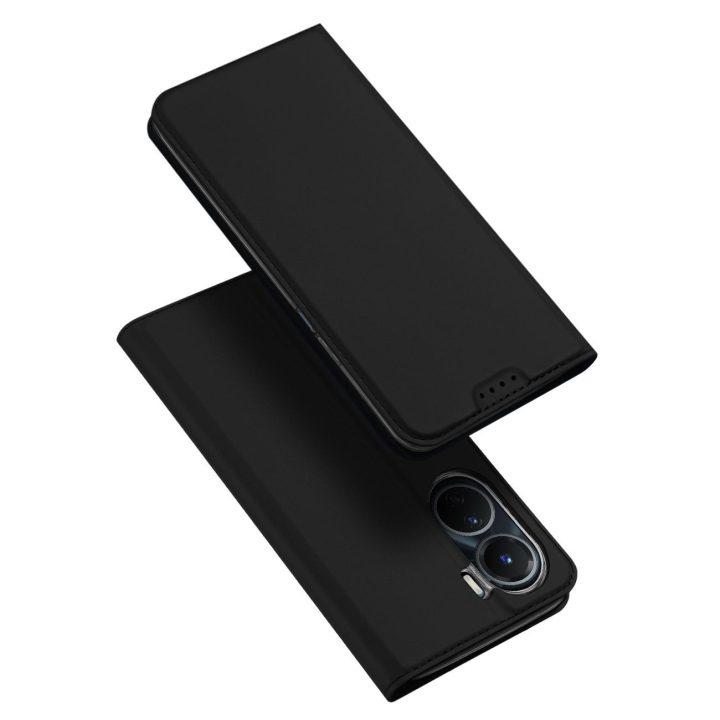 Skin Pro dėklas Vivo Y16 / Y02s piniginės dėklas su atvartu juodas