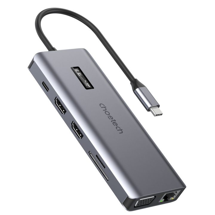 Choetech daugiafunkcinis HUB'as su ekranu 12in1 USB M26)