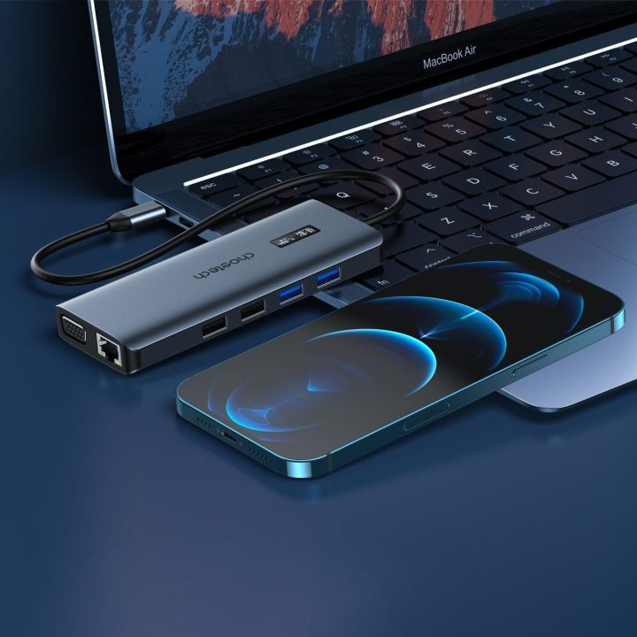 Choetech daugiafunkcinis HUB'as su ekranu 12in1 USB M26)
