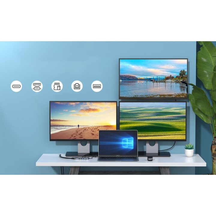 Choetech daugiafunkcinis HUB'as su ekranu 12in1 USB M26)