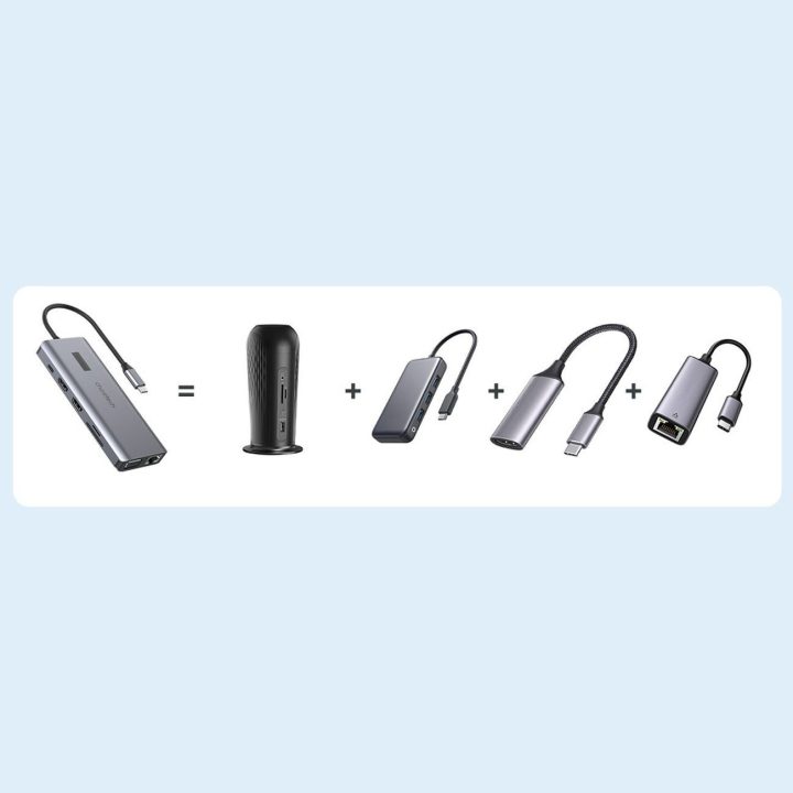 Choetech daugiafunkcinis HUB'as su ekranu 12in1 USB M26)