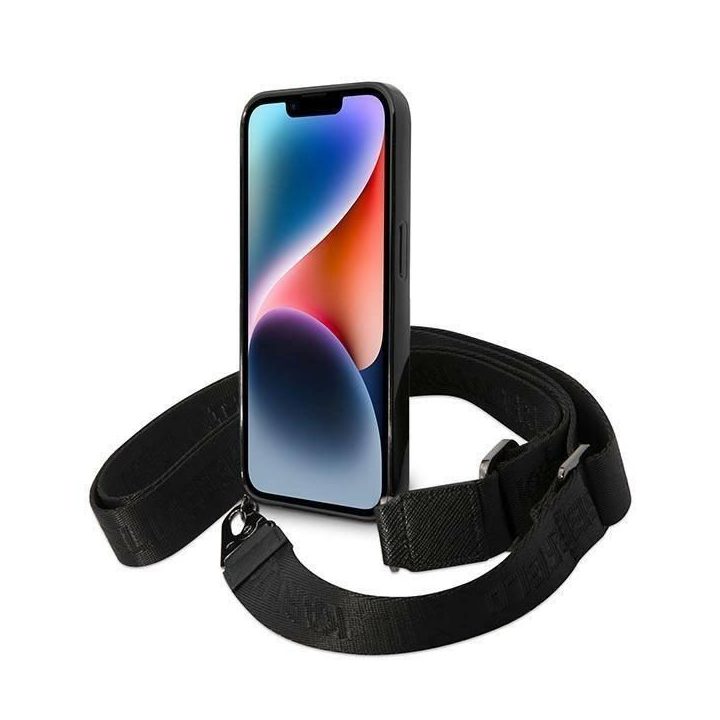 Karl Lagerfeld KLHCP14LSTSTP iPhone 14 Pro 6,1 kietas dėklas, raudonas / rausvas spalvos juostelių