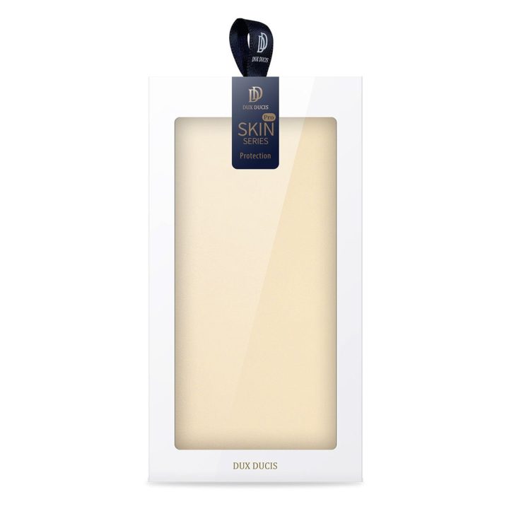 Skin Pro“ dėklas, skirtas Samsung Galaxy S23+ Flip Card“ piniginės stovas, auksinis