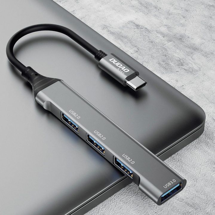 HUB 4in1 USB A (3 x USB2.0 / USB3.0) 6,3 cm juodas (A16T)