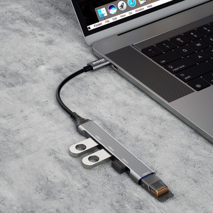 HUB 4in1 USB A (3 x USB2.0 / USB3.0) 6,3 cm juodas (A16T)