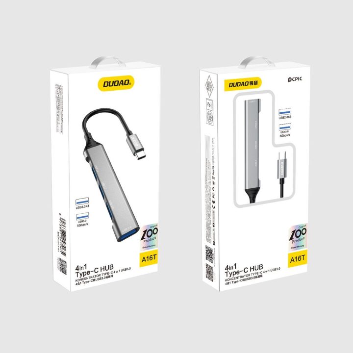 HUB 4in1 USB A (3 x USB2.0 / USB3.0) 6,3 cm juodas (A16T)