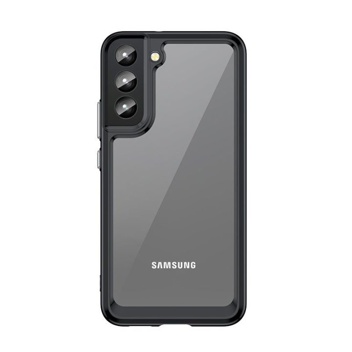 Outer Space Case Samsung Galaxy S23+ dangtelis su lanksčiu rėmeliu juodos spalvos