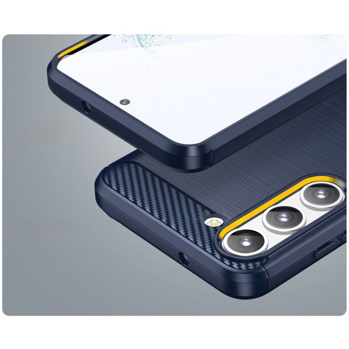 Anglies dėklas, skirtas Samsung Galaxy S23+ lankstus silikoninis anglies dangtelis mėlynas