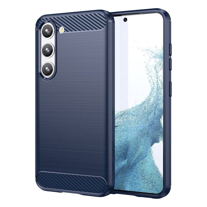 Anglies dėklas, skirtas Samsung Galaxy S23+ lankstus silikoninis anglies dangtelis mėlynas