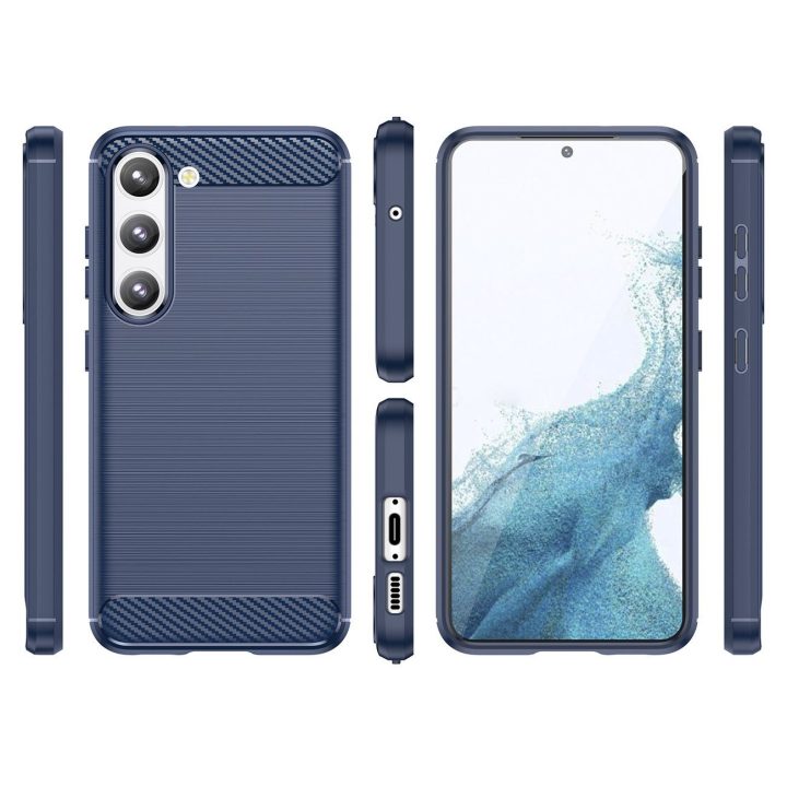 Anglies dėklas, skirtas Samsung Galaxy S23+ lankstus silikoninis anglies dangtelis mėlynas