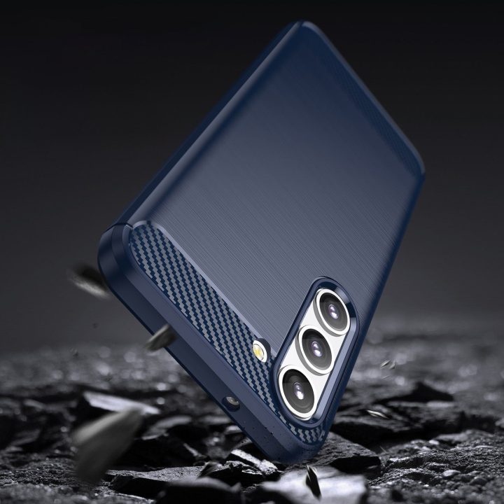 Anglies dėklas, skirtas Samsung Galaxy S23+ lankstus silikoninis anglies dangtelis mėlynas