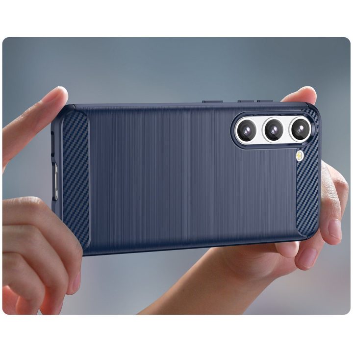 Anglies dėklas, skirtas Samsung Galaxy S23+ lankstus silikoninis anglies dangtelis mėlynas
