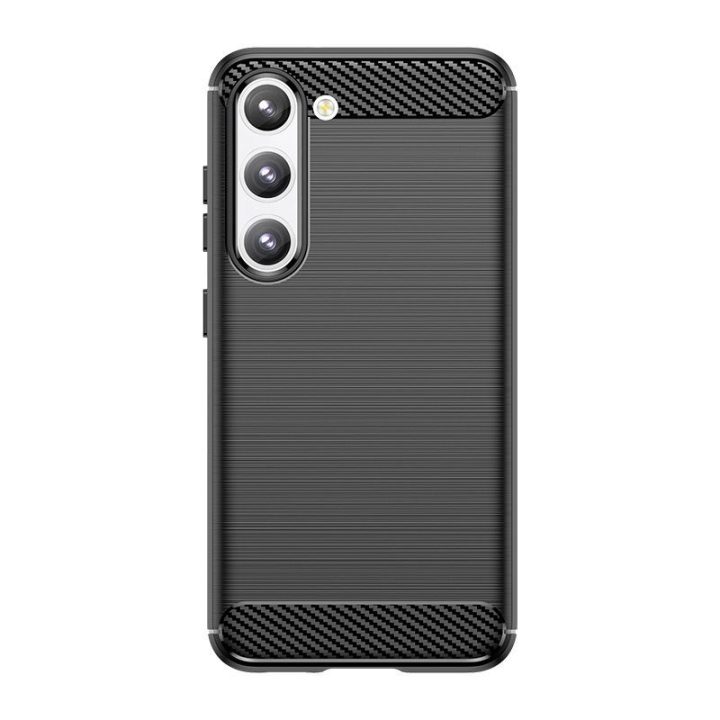 Carbon Case dėklas Samsung Galaxy S23+ lankstus silikoninis anglies dangtelis juodas