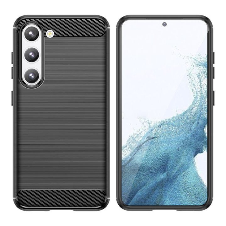 Carbon Case dėklas Samsung Galaxy S23+ lankstus silikoninis anglies dangtelis juodas