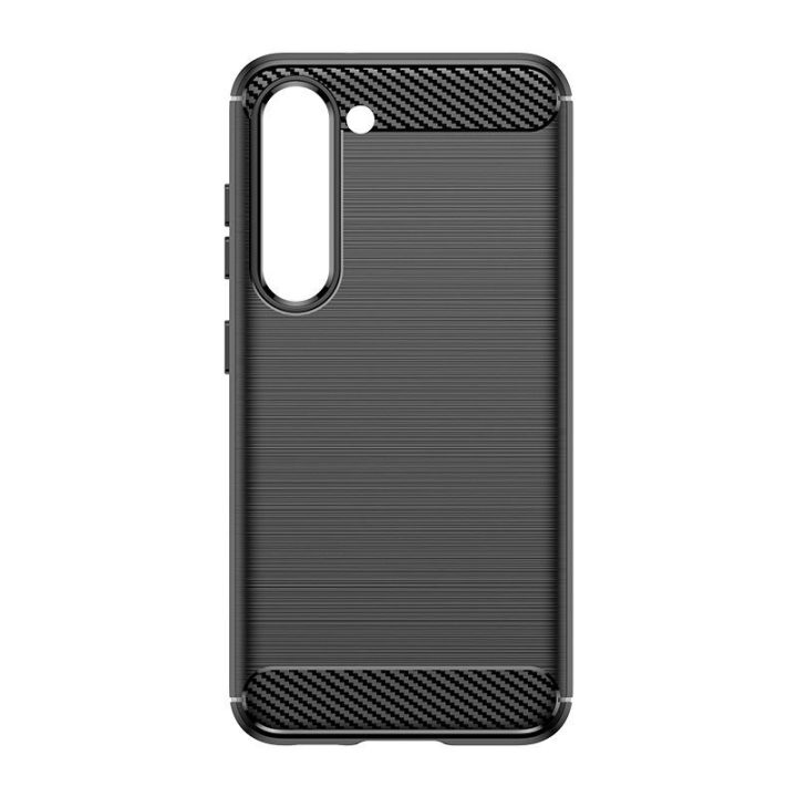 Carbon Case dėklas Samsung Galaxy S23+ lankstus silikoninis anglies dangtelis juodas