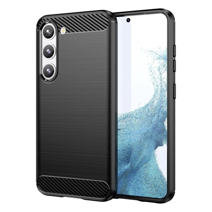 Carbon Case dėklas Samsung Galaxy S23+ lankstus silikoninis anglies dangtelis juodas