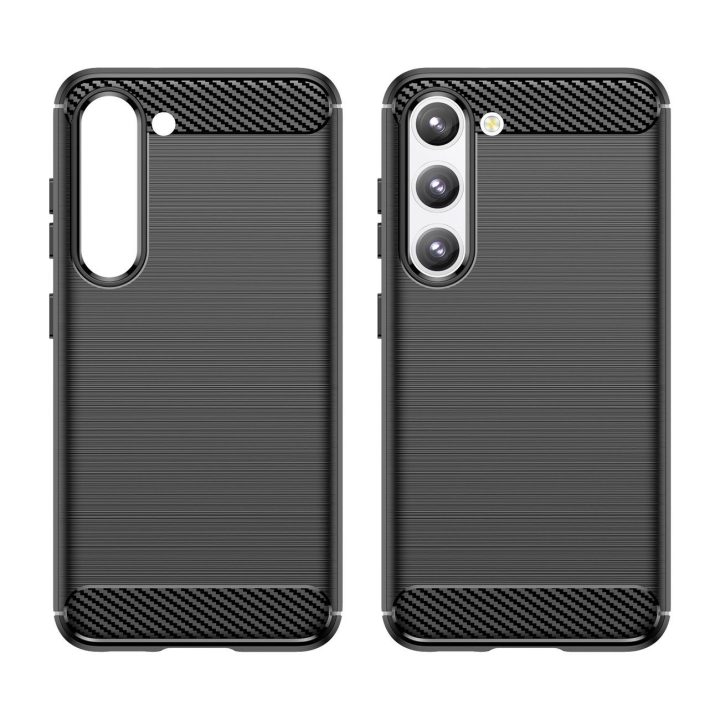 Carbon Case dėklas Samsung Galaxy S23+ lankstus silikoninis anglies dangtelis juodas