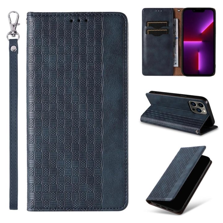 Magnetinio dirželio dėklas, skirtas Samsung Galaxy S23 Flip Wallet Mini Lanyard Stand Blue