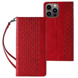Magnetinio dirželio dėklas, skirtas Samsung Galaxy S23+ Flip Wallet Mini Lanyard Stand raudonas