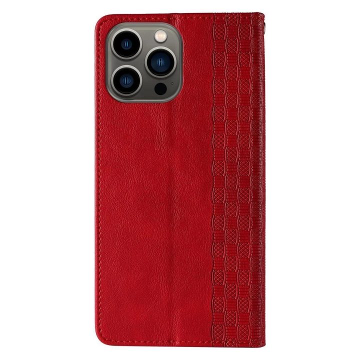 Magnetinio dirželio dėklas, skirtas Samsung Galaxy S23+ Flip Wallet Mini Lanyard Stand raudonas