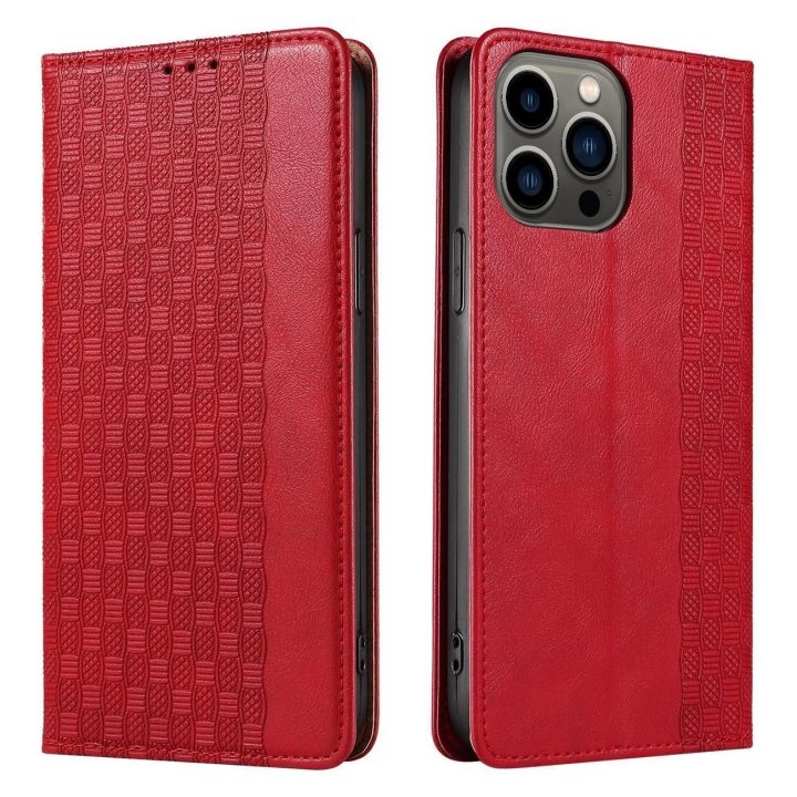 Magnetinio dirželio dėklas, skirtas Samsung Galaxy S23+ Flip Wallet Mini Lanyard Stand raudonas