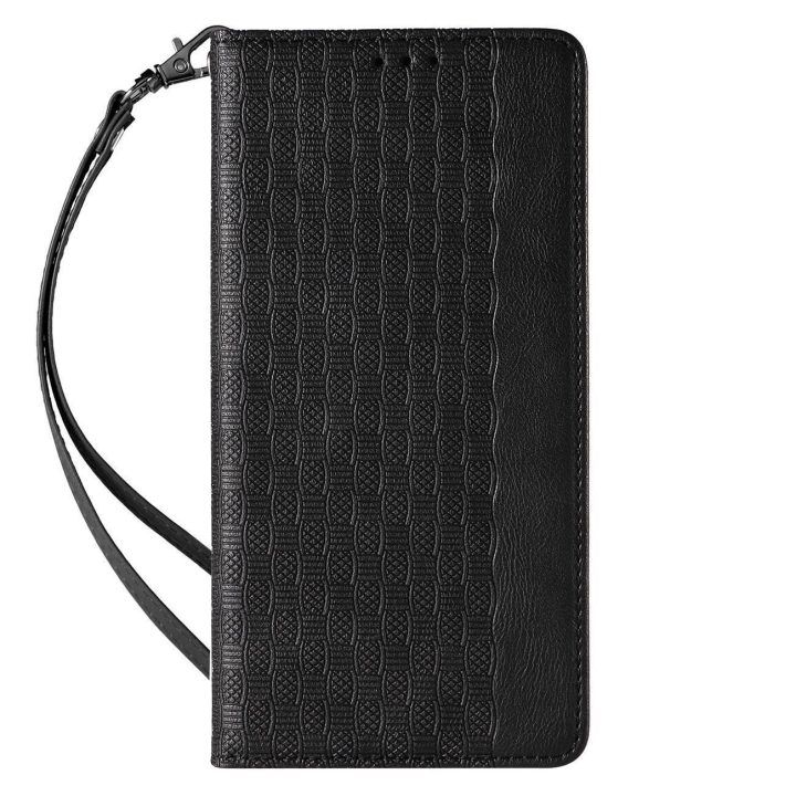 Magnetinio dirželio dėklas, skirtas Samsung Galaxy S23 Ultra Flip Wallet Mini Lanyard Stand juodas