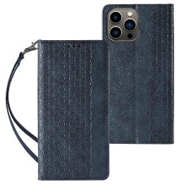 Magnetinio dirželio dėklas, skirtas Samsung Galaxy S23 Ultra Flip Wallet Mini Lanyard Stand Blue