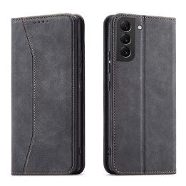 Magnetinis Fancy Dėklas, skirtas Samsung Galaxy S23+ atverčiamas dangtelis piniginės stovas juodas