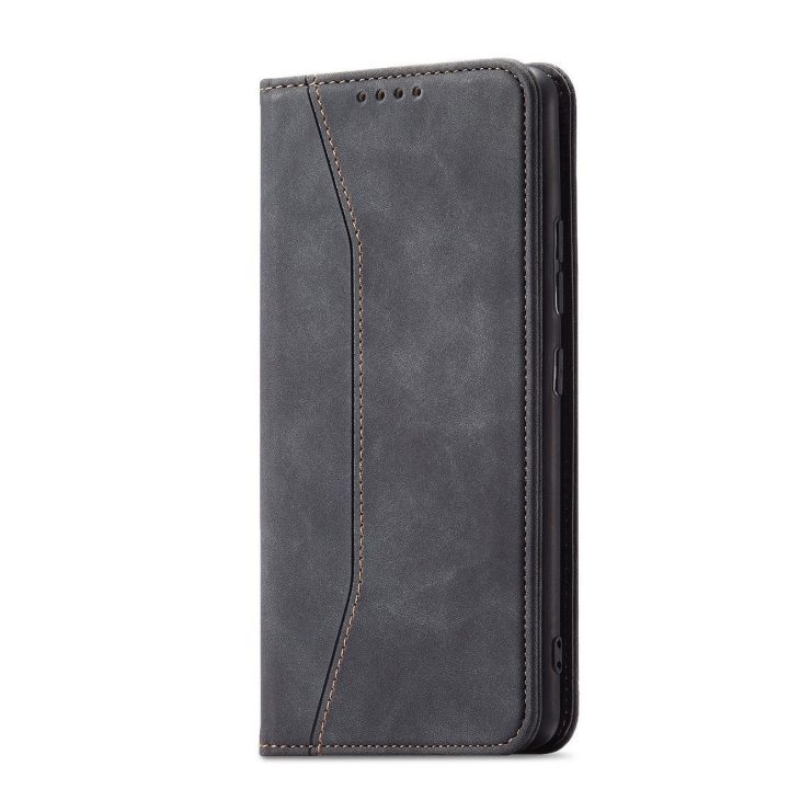 Magnetinis Fancy Dėklas, skirtas Samsung Galaxy S23+ atverčiamas dangtelis piniginės stovas juodas