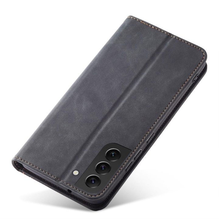 Magnetinis Fancy Dėklas, skirtas Samsung Galaxy S23+ atverčiamas dangtelis piniginės stovas juodas