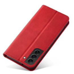 Magnetinis Fancy Dėklas, skirtas Samsung Galaxy S23+ atverčiamas dangtelis piniginės stovas raudonas