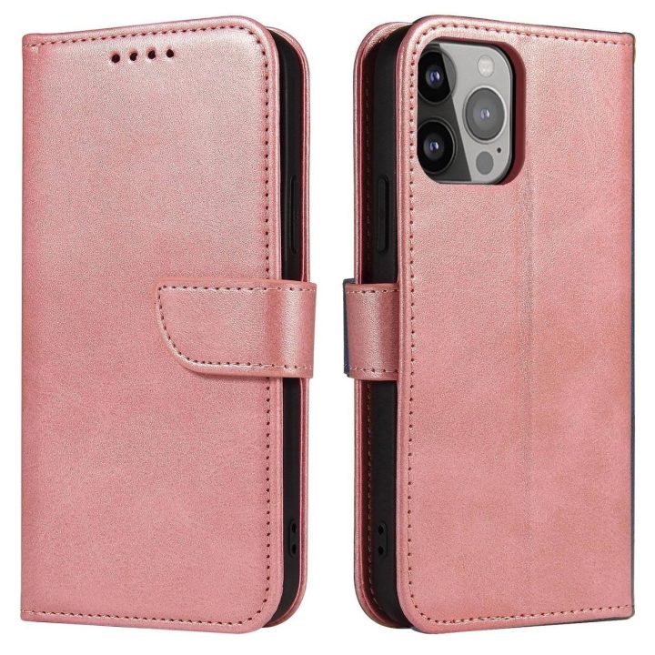 Magnetinis dėklas, skirtas Samsung Galaxy S23 atverčiamas piniginės stovas rožinės spalvos