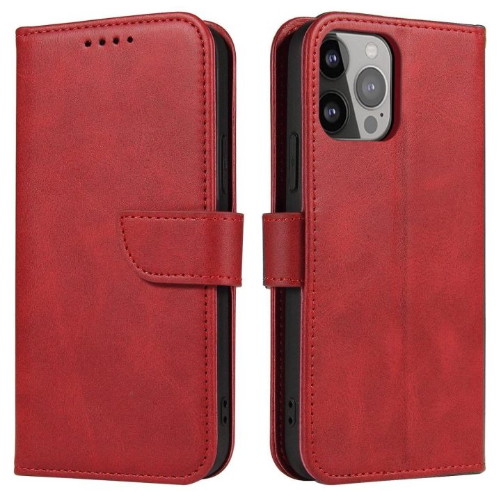 Samsung Galaxy S23+ atverčiamas dangtelis piniginės stovas raudonas