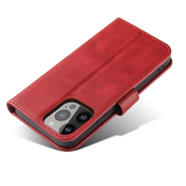 Samsung Galaxy S23+ atverčiamas dangtelis piniginės stovas raudonas