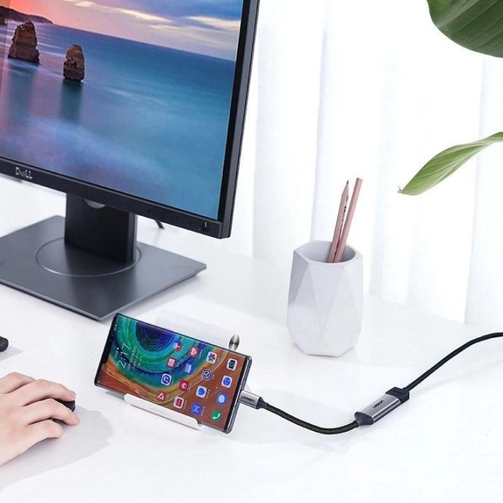 C tipo USB ir HDMI 2.0 adapteris 4K @ 60 Hz Thunderbolt 3 , skirtas MacBook / kompiuteriui, pilkos spalvos (70444)