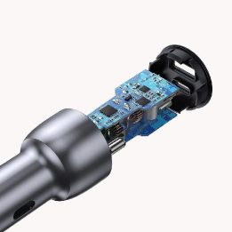 automobilinis įkroviklis USB / C tipo USB greitasis įkrovimas 3.0 36 W 3 A pilkos spalvos (CD213 60980)