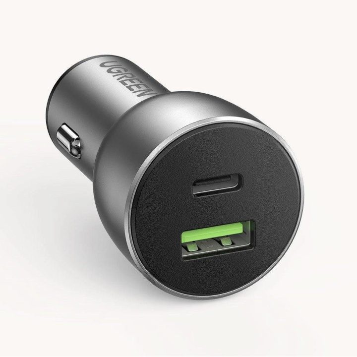 automobilinis įkroviklis USB / C tipo USB greitasis įkrovimas 3.0 36 W 3 A pilkos spalvos (CD213 60980)