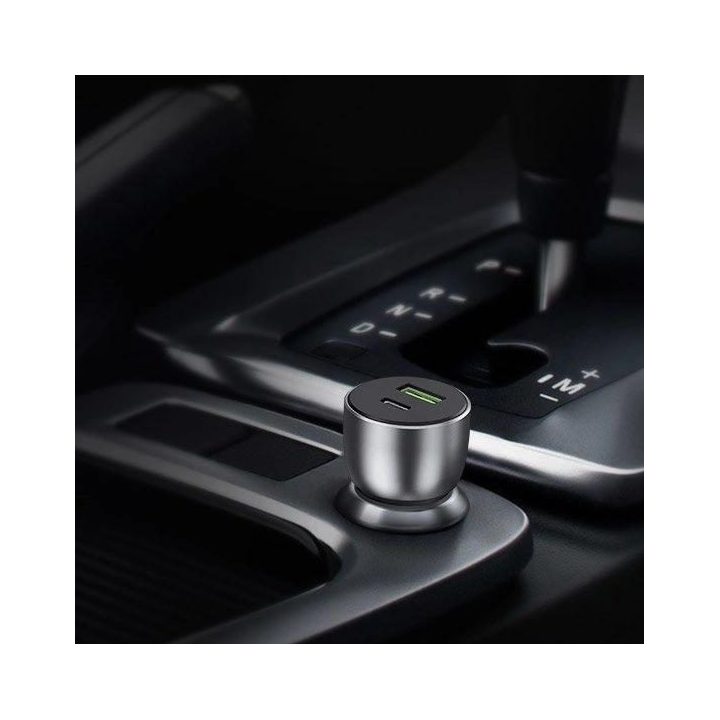automobilinis įkroviklis USB / C tipo USB greitasis įkrovimas 3.0 36 W 3 A pilkos spalvos (CD213 60980)