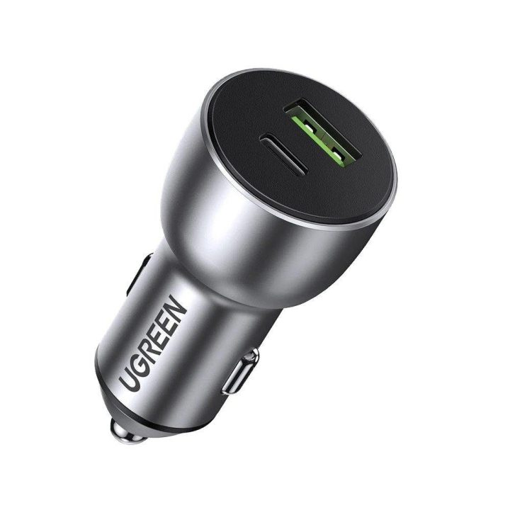 automobilinis įkroviklis USB / C tipo USB greitasis įkrovimas 3.0 36 W 3 A pilkos spalvos (CD213 60980)