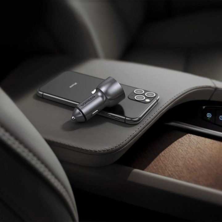automobilinis įkroviklis USB / C tipo USB greitasis įkrovimas 3.0 36 W 3 A pilkos spalvos (CD213 60980)