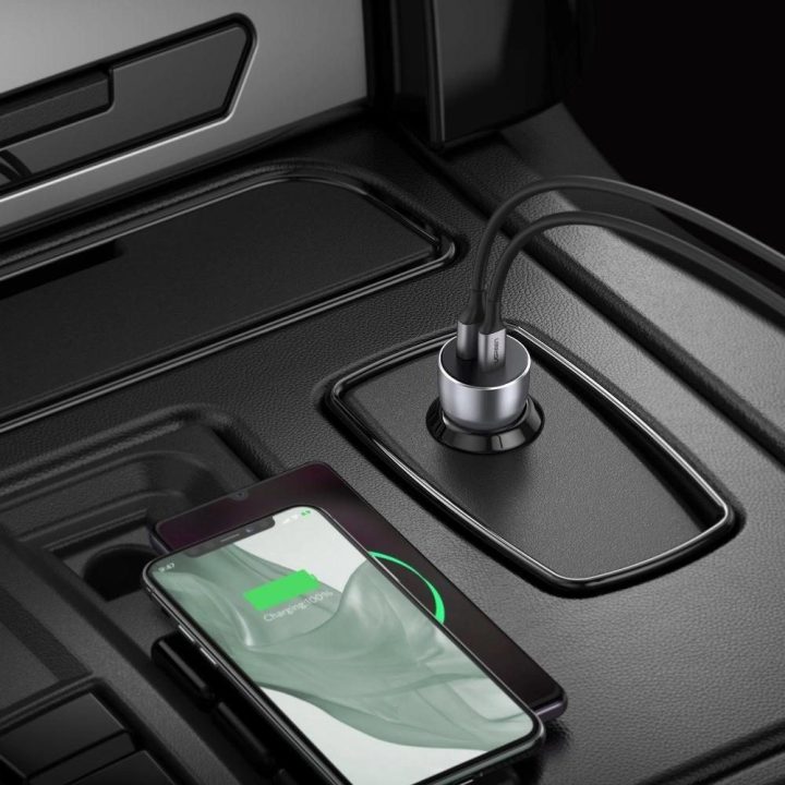 automobilinis įkroviklis USB / C tipo USB greitasis įkrovimas 3.0 36 W 3 A pilkos spalvos (CD213 60980)