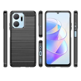 dėklas Honor Play 40 Plus / Honor X7a lanksčiam silikoniniam anglies dangteliui, juodos spalvos