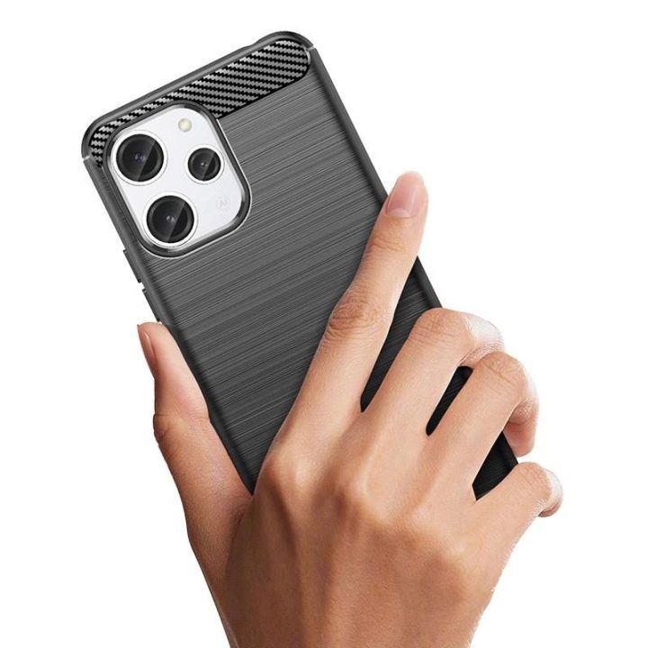 Lankstus anglies rašto dėklas, skirtas Xiaomi Redmi 12 Carbon Case - juodas
