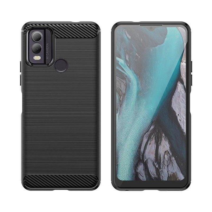 Carbon case silikoninis dėklas Nokia C22 - juodas
