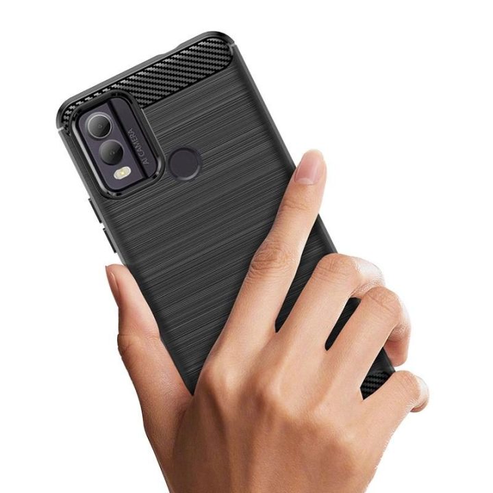 Carbon case silikoninis dėklas Nokia C22 - juodas