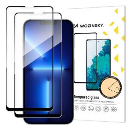 rinkinys, kurį sudaro 2x itin patvarus Full Glue grūdintas stiklas su rėmeliu iPhone 14 , iPhone 13 Pro / iPhone 13 juodas