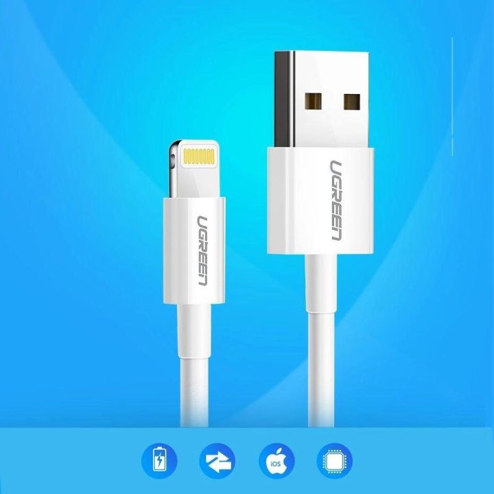 kabelis USB - Lightning MFI 1m 2,4A baltas (20728)