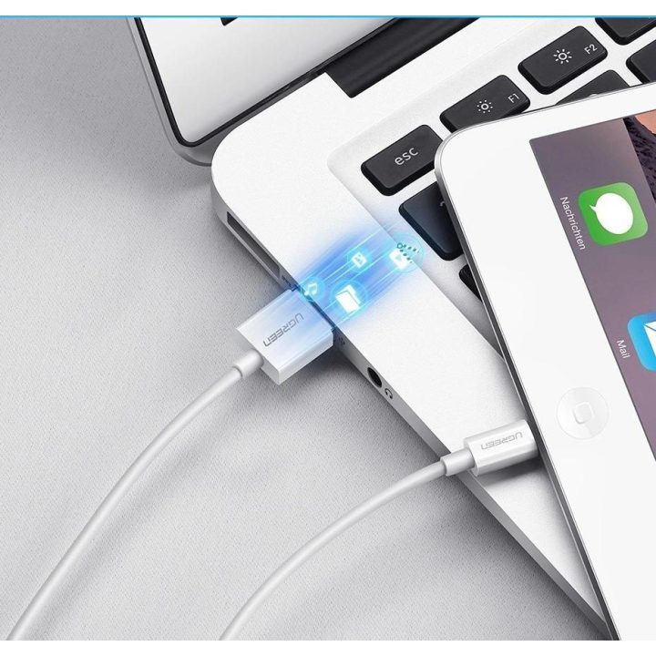kabelis USB - Lightning MFI 1m 2,4A baltas (20728)