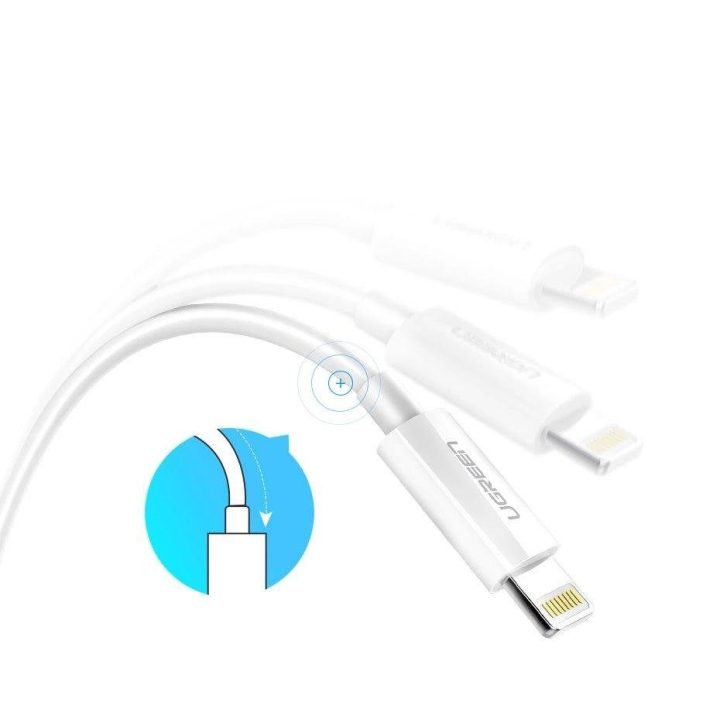 kabelis USB - Lightning MFI 1m 2,4A baltas (20728)